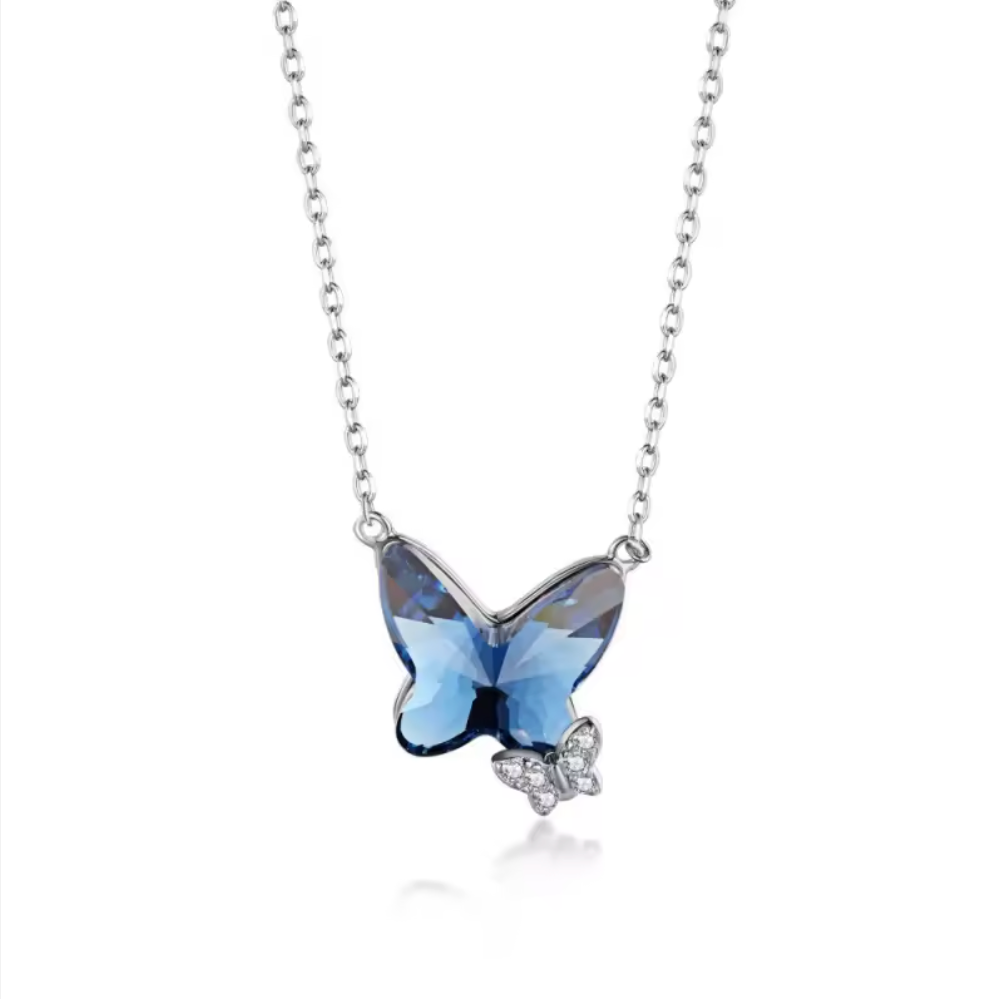 Rhodium-Plated 925 Sterling Silver Butterfly Pendant